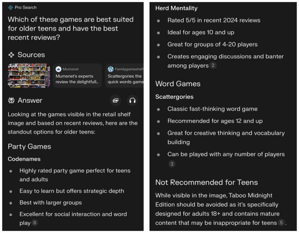 AI recommendations for games appropriate for teens