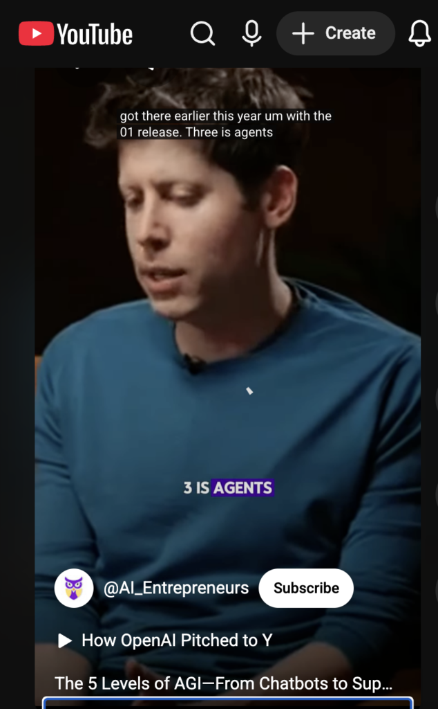 YouTube Short on AI agents