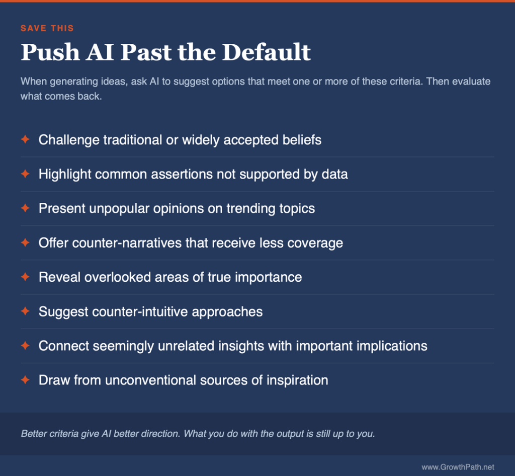 Push AI past the default: criteria for better AI answers
